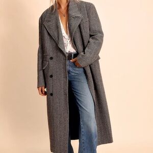 Free People Gray Trench Coat with Wide Lapels